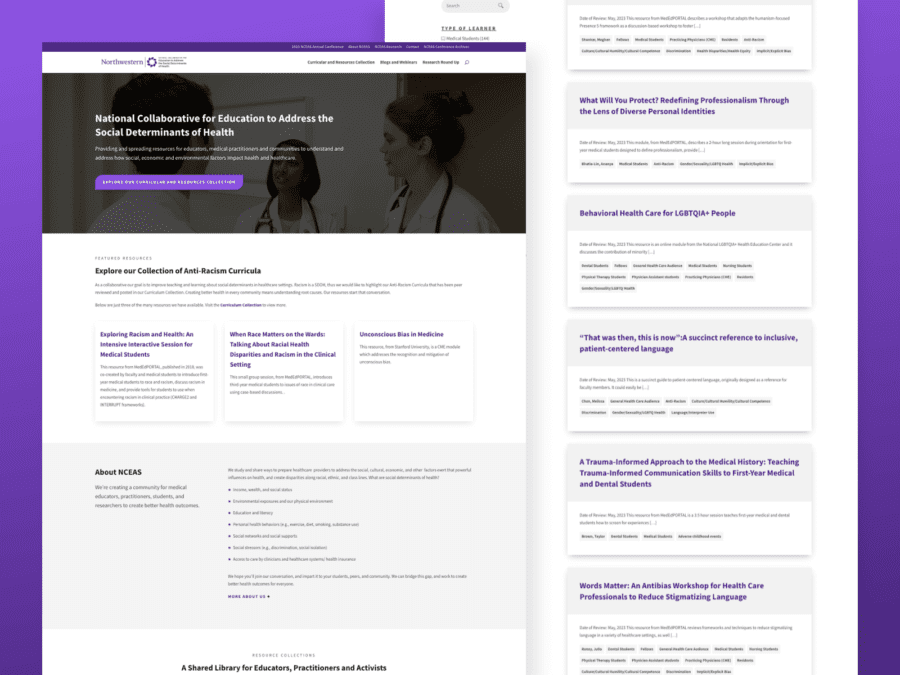 Two desktop-sized screenshots of Northwestern NCEAS website.