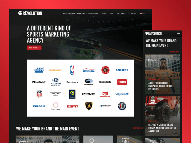 One desktop and one mobile design for the rEvolution website.