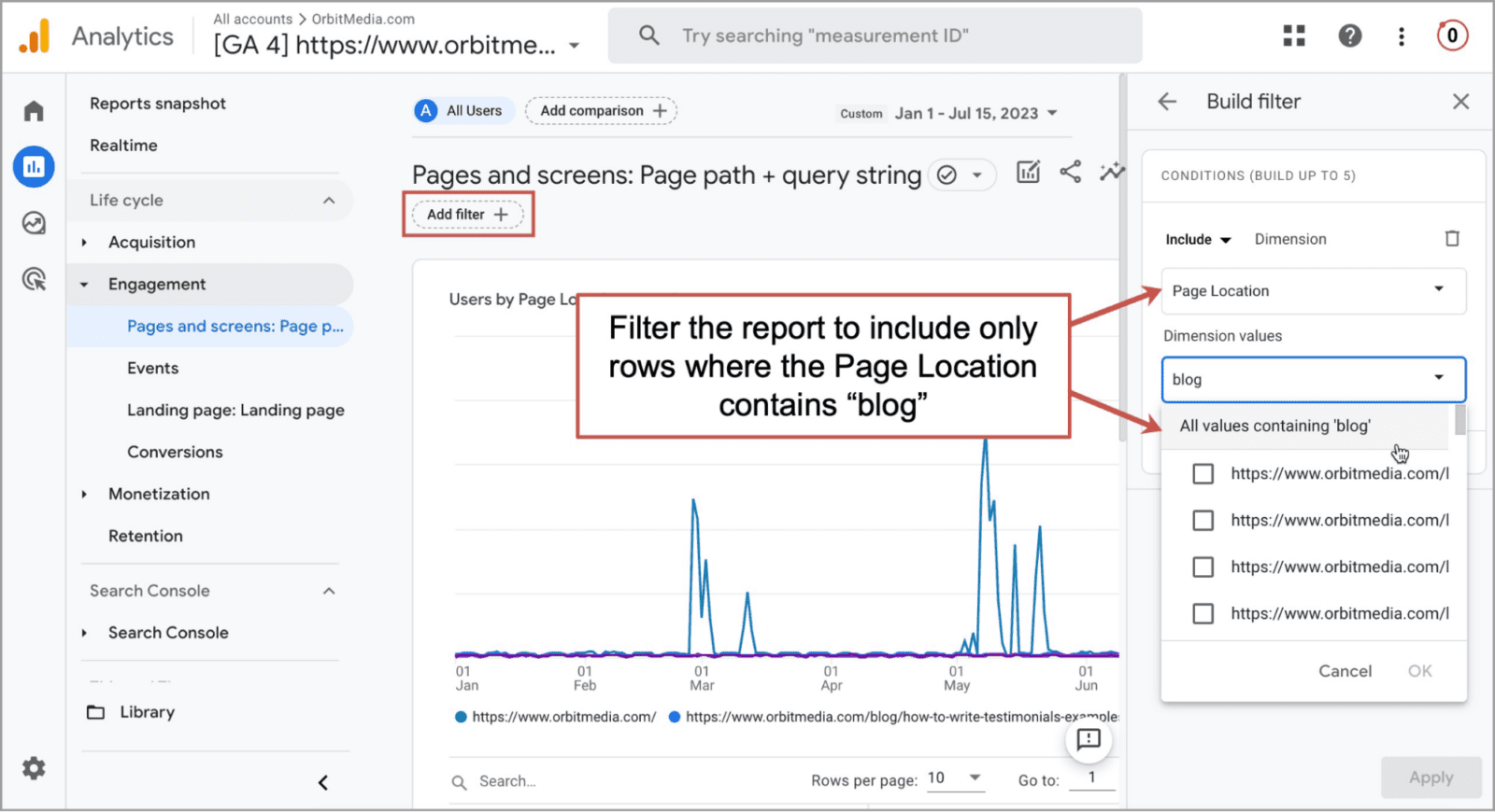 filtering reports in GA4