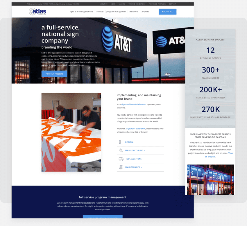 Desktop and Mobile Screenshot for Atlas website