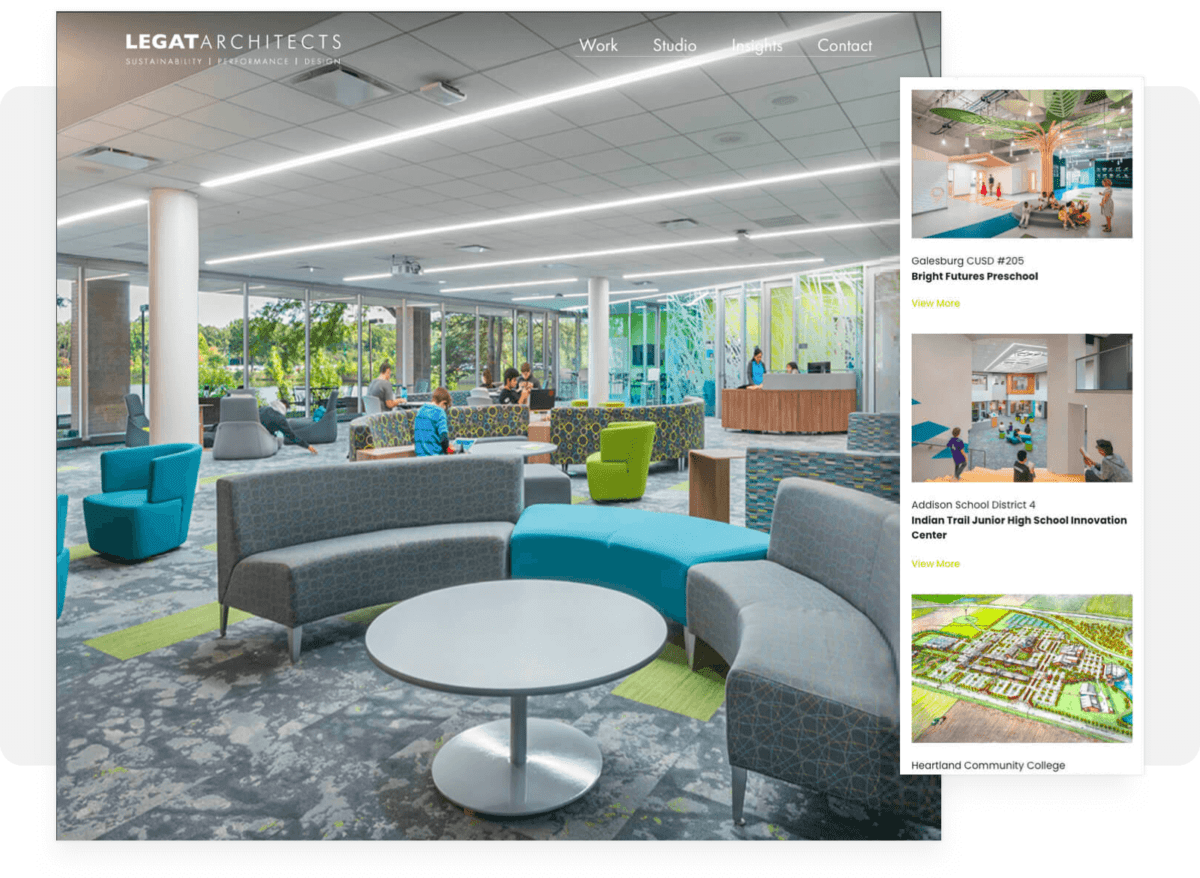 Desktop and Mobile Screenshot for Legat Architects website