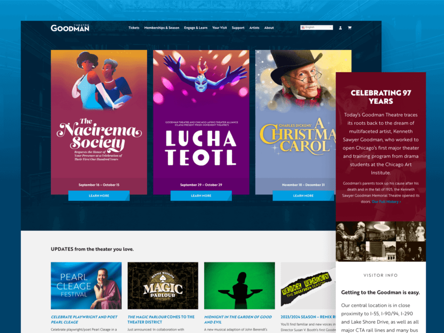 Desktop and mobile design for Goodman Theatre website