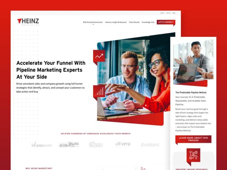 Desktop and mobile view of Heinz Marketing website design