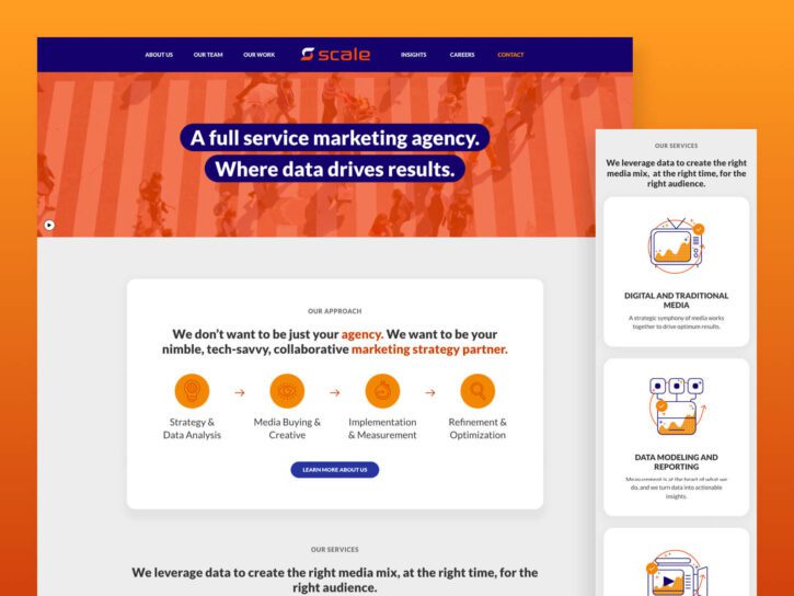 desktop and mobile view of Scale Marketing Website design