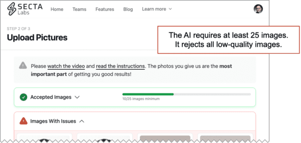 screenshot of the secta labs tool