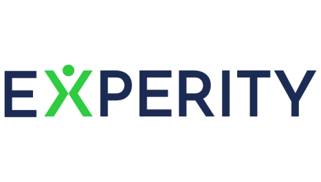 Logo displaying the word "EXPERITY" with a stylized "X" in green and the rest of the letters in blue.