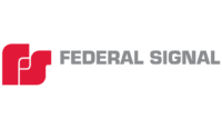 Federal Signal logo featuring a red stylized "F" next to the company name in gray text.