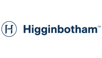 The image features the Higginbotham logo, consisting of a stylized "H" within a circle on the left and the company name "Higginbotham" in bold blue letters to the right.