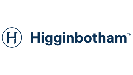 The image features the Higginbotham logo, consisting of a stylized "H" within a circle on the left and the company name "Higginbotham" in bold blue letters to the right.