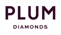 Logo with the text "PLUM DIAMONDS" in dark purple capital letters on a light background.
