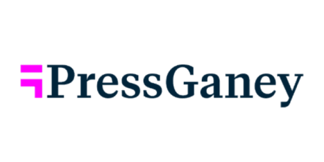 Press Ganey logo featuring the company name in bold text with a small pink symbol on the left.