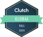 Clutch Global Fall 2024 badge with a hexagonal design and teal banner.