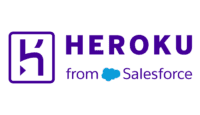 The image shows the Heroku logo with the text "HEROKU from Salesforce" in purple and a cloud icon between "from" and "Salesforce.
