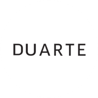The image shows the word "DUARTE" in bold, black capital letters centered on a plain white circular background.