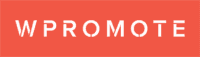 The image shows the word "WPROMOTE" in white, uppercase letters on a solid red-orange background.