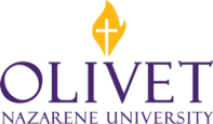 Olivet Nazarene University logo with a yellow flame and cross above the word "Olivet" in purple, and "Nazarene University" below.