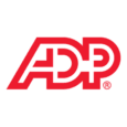 Red ADP logo with bold, overlapping letters on a transparent background.