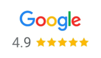 Google logo above a 4.9 star rating.