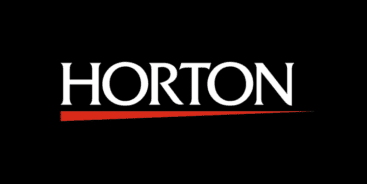 Horton logo in white text over a black background, underlined with a red line.